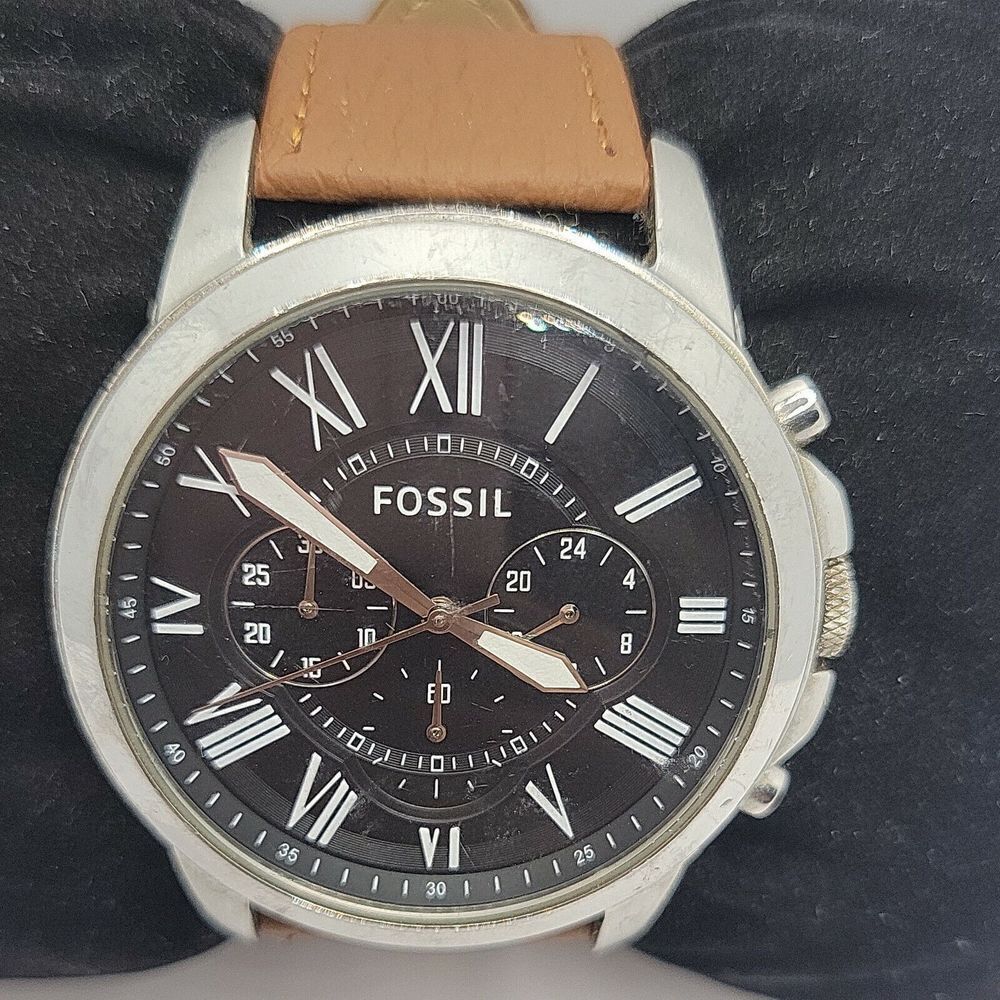 Fossil Grant FS4736 Men's Brown Leather Analog Dial Quartz Wrist Watch BC115